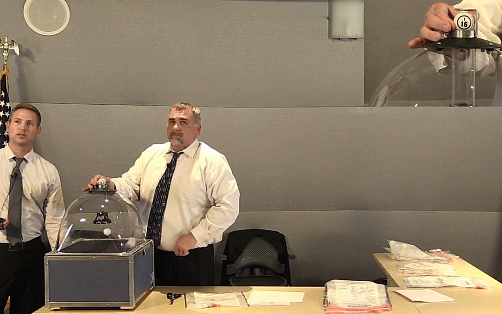 Members of the Arizona Department of Health Sciences during the lottery selection of nice licenses. Photo from http://azdhs.gov/