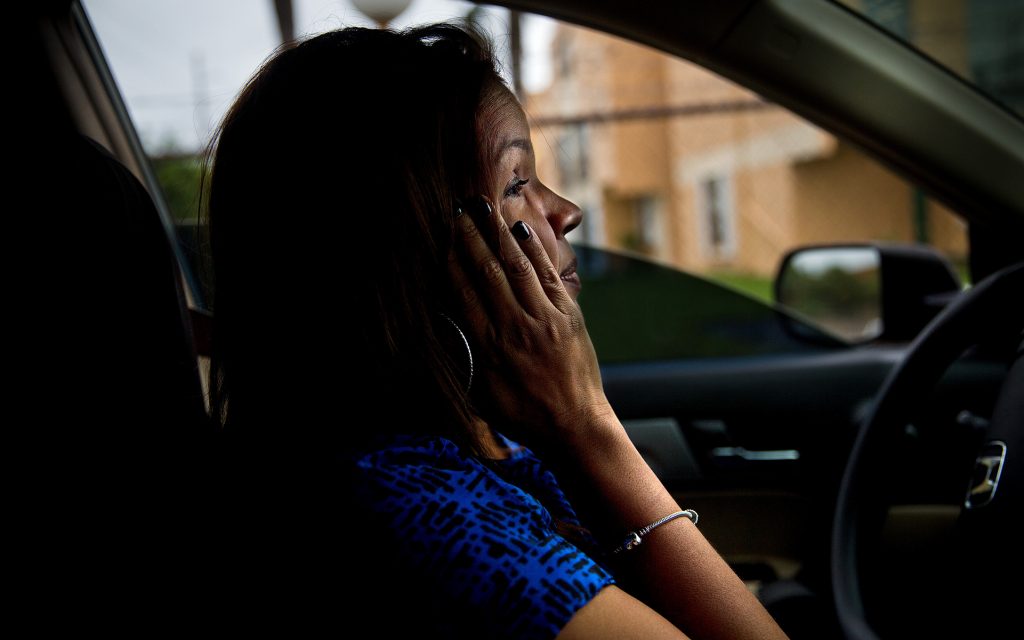 Jacel Delgadillo rarely has a moment to relax. Her days are filled with watching and caring for Bruno,5, along with her daughter Angelene, 10. Here, she returns home after paying her daughter's after school program in Miami, FL on before getting her kids ready for a Halloween event at the school. "Even though it's hectic, we're happy." (Scott McIntyre for Leafly)
