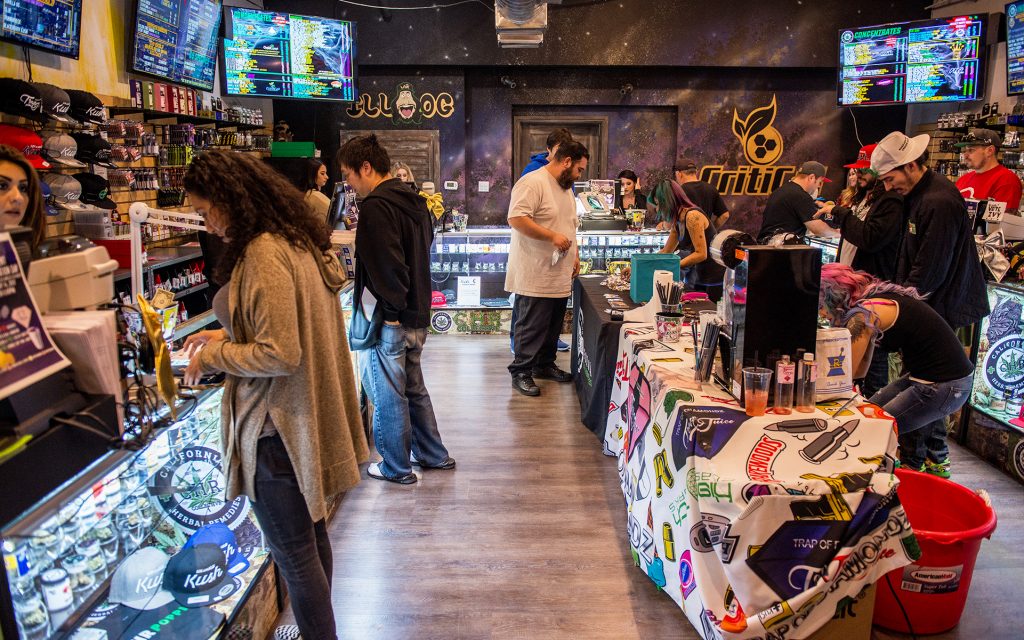 Cannabis customers at California Herbal Remedies (CHR) in Los Angeles, CA