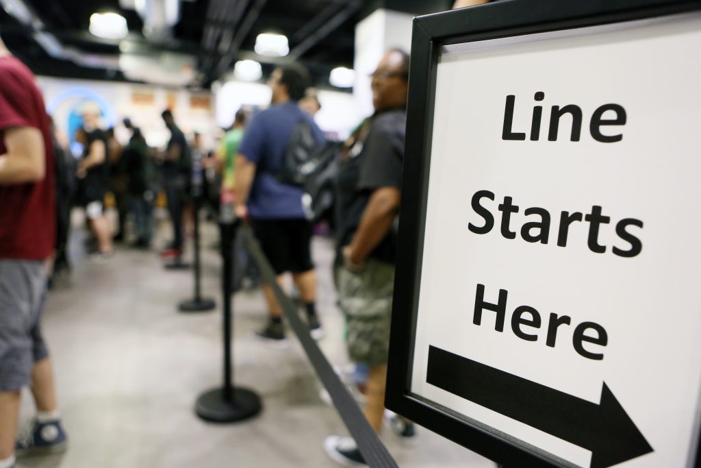 Legal sales have brought long lines like this one at The Reef Dispensary in Las Vegas. (Ronda Churchill for Leafly)