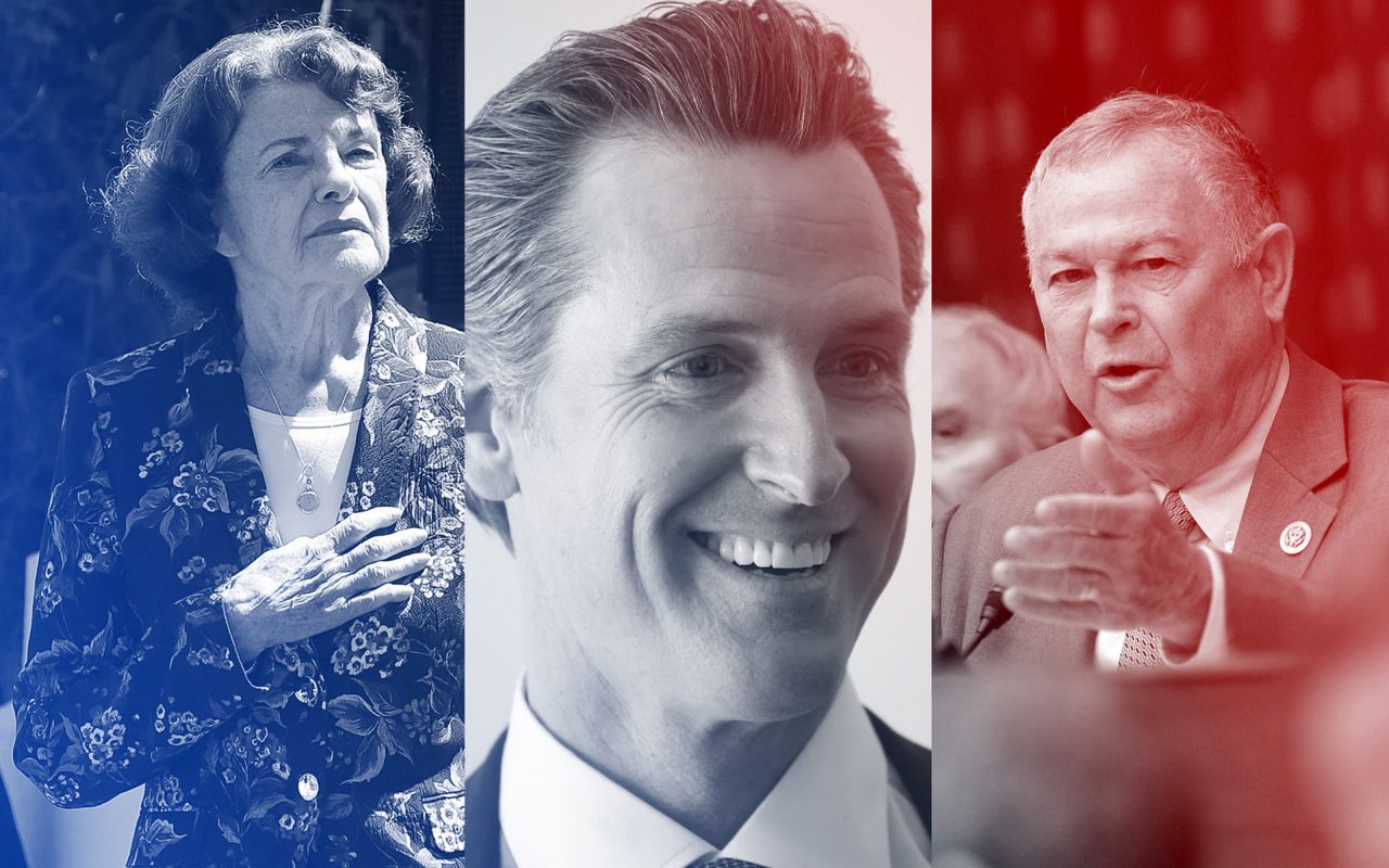 Sen. Diane Feinstein, Lt. Gov. Gavin Newsom, and Rep. Dana Rohrabacher took pro-cannabis positions on their way to Tuesday wins. (Jeff Chiu, Denis Poroy, Susan Walsh/AP)