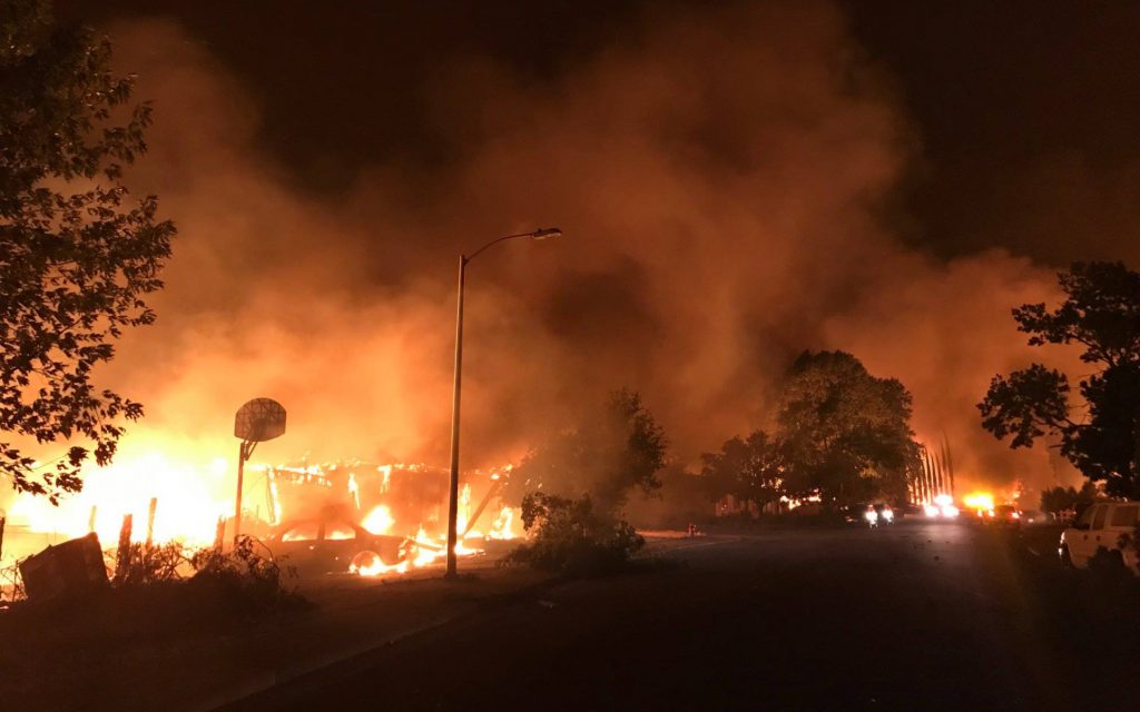 Carr Fire touches top cannabis growers Alien Labs (photo via KRCR on Facebook)