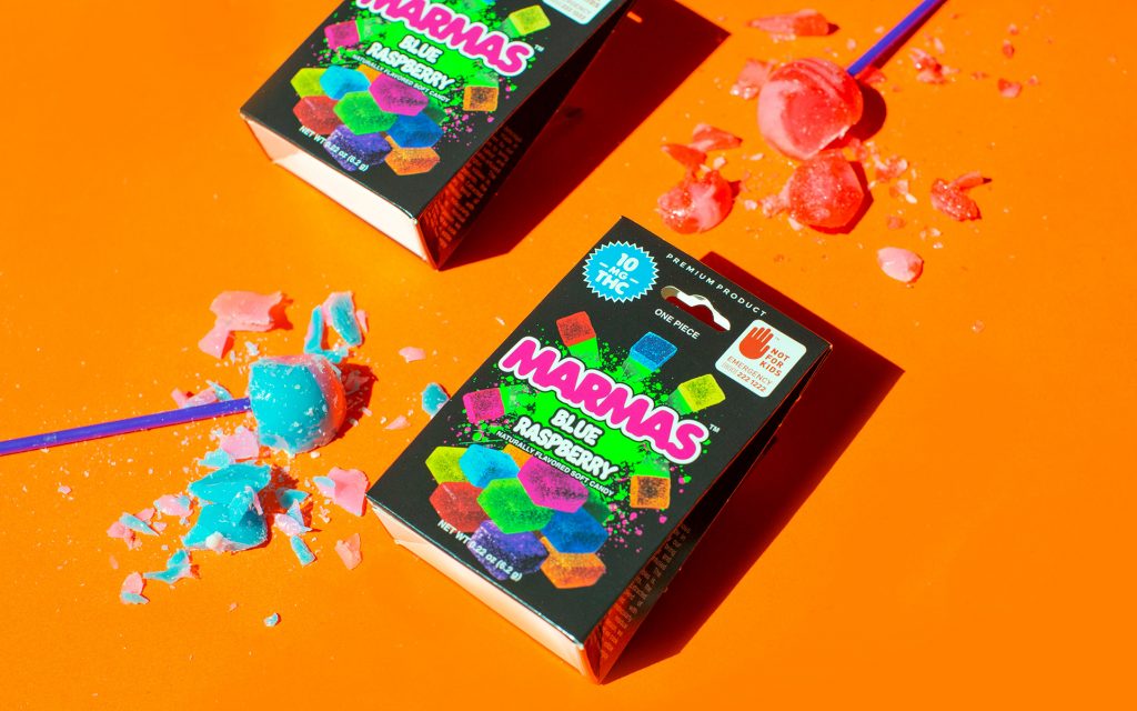 Marijuana fruit edibles in Washington: Blue Raspberry Marmas from Magic Kitchen