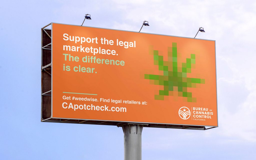 image of california billboard warns of risky illegal cannabis businesses