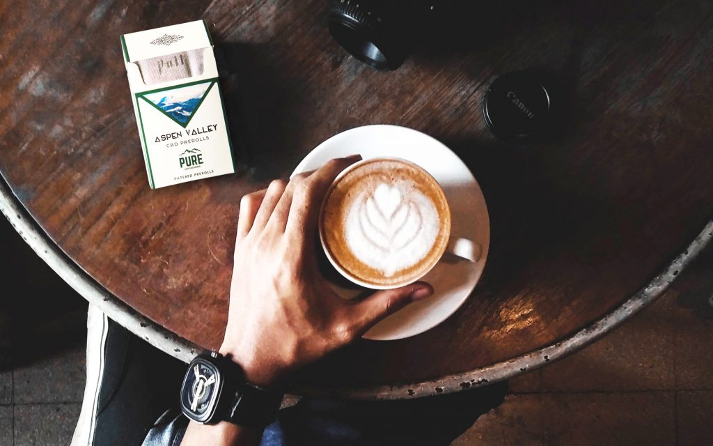 CBD hemp cigarettes and coffee